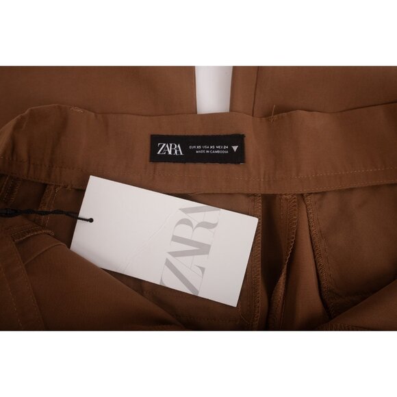 Zara Womans Trousers Pants Size XS Brown Wide Leg High Waist 1255/520 NWT - Picture 8 of 8